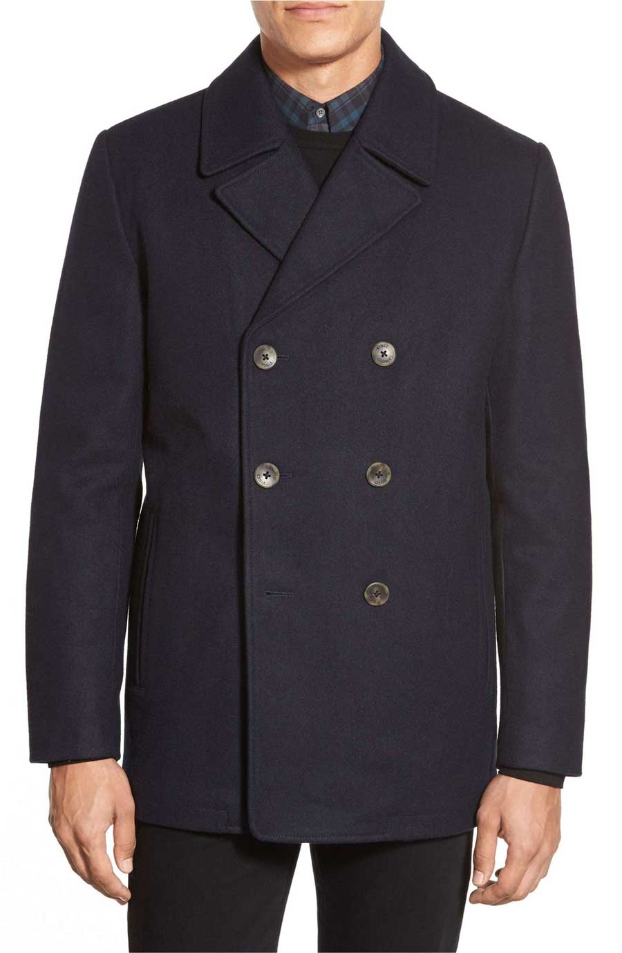 A man wearing a pea coat