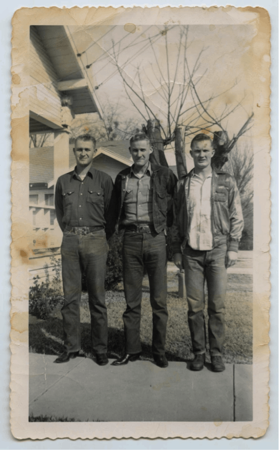 Vintage photograph of working men in denim