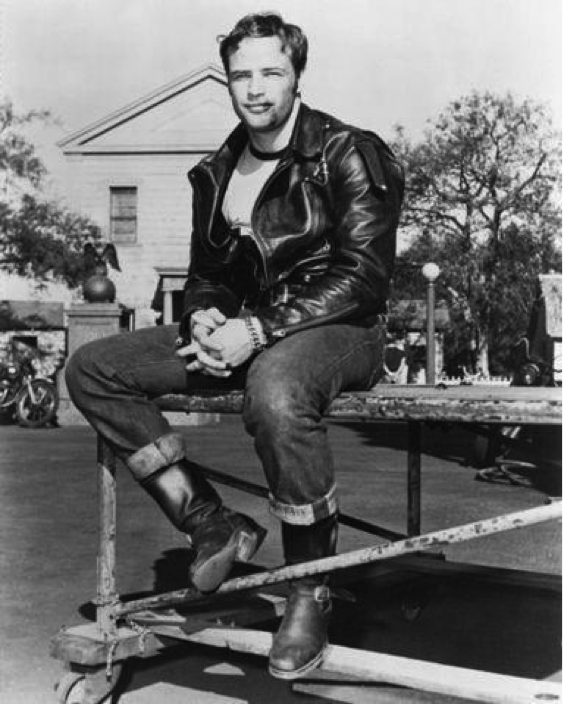 Vintage image of Marlon Brando in cone mills denim