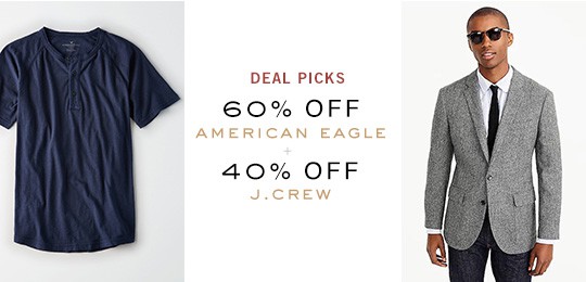 Deal Picks: 60% Off American Eagle, 40% Off J.Crew + Others