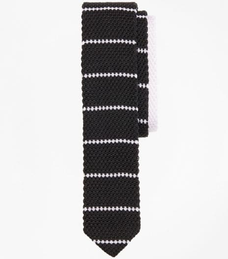Black and white striped tie
