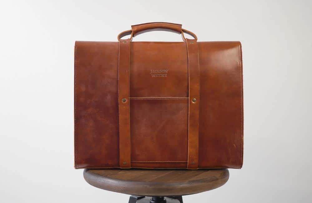 brown leather briefcase
