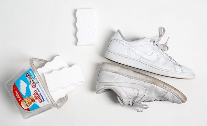 clean white sneakers with magic eraser