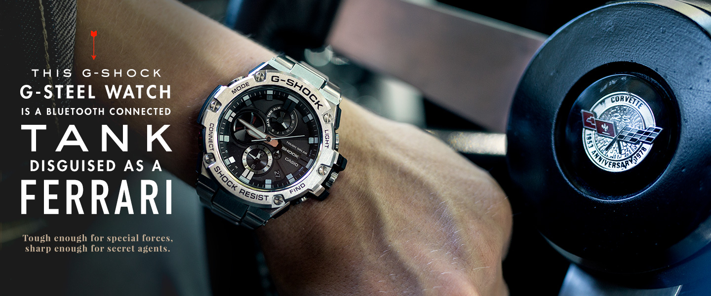 This G-SHOCK G-STEEL Watch is a Bluetooth Connected Tank Disguised as a Ferrari