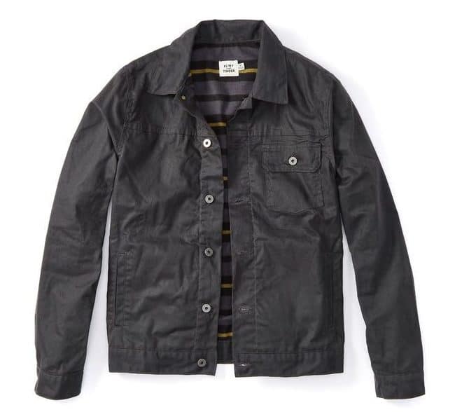 Image of Flint and Tinder flannel lined waxed trucker jacket for men