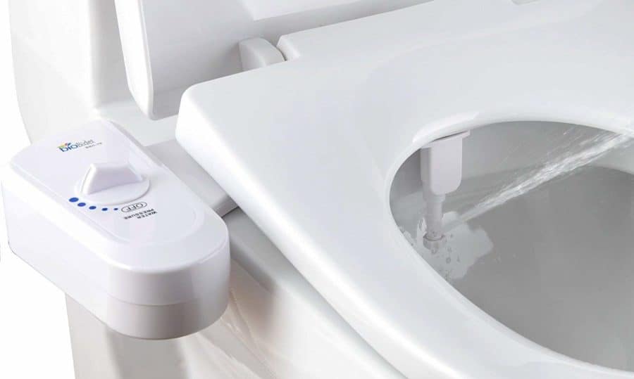 Image of Bio Bidet Simplet BB70 Fresh Water Spray Non Electric Mechanical Bidet Toilet Seat Attachment, Metal Hose, White