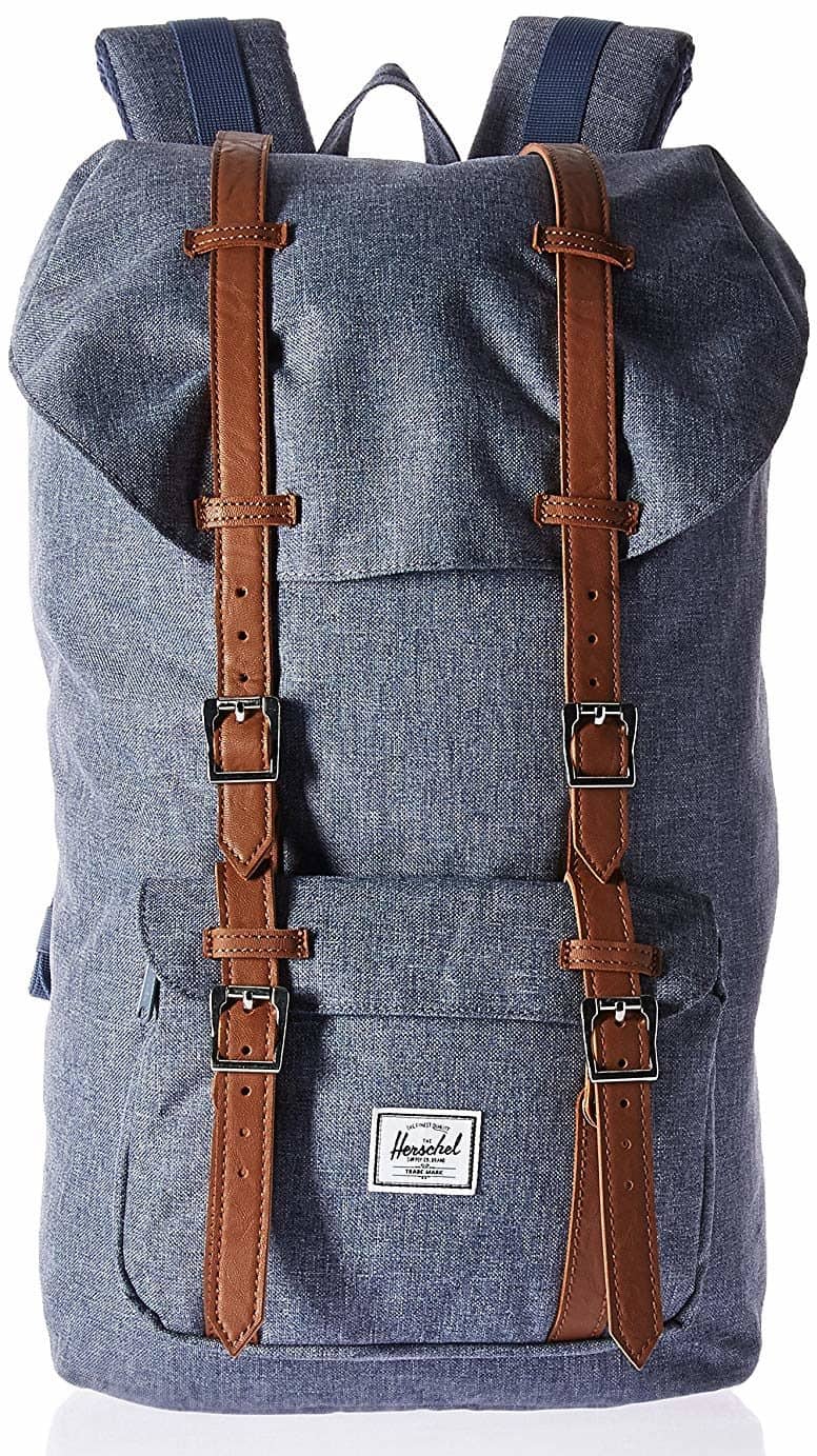 Image of Herschel Supply Co. Little America, Dark Chambray Crosshatch/Tan Synthetic Leather