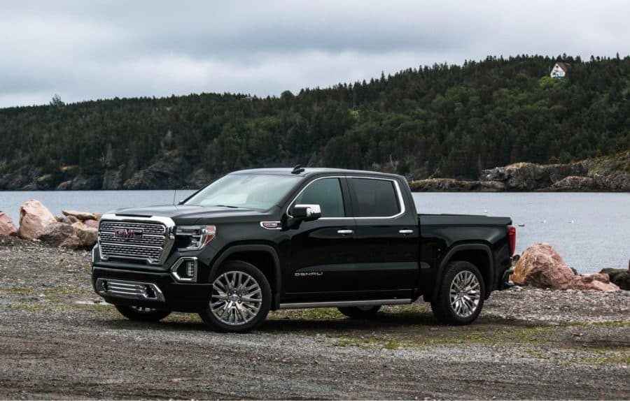 A GMC SIerra parked in a parking lot