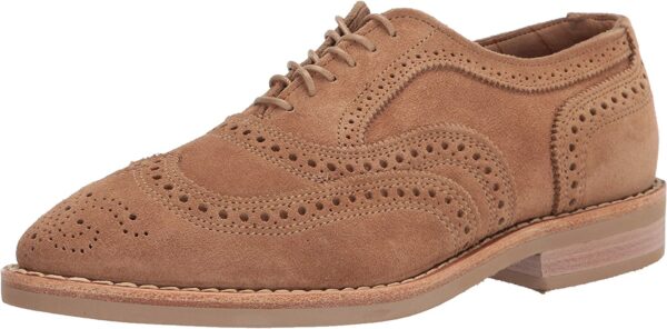 a brown wingtip style dress shoe