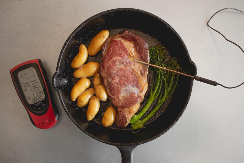 how to reverse sear steak cast iron