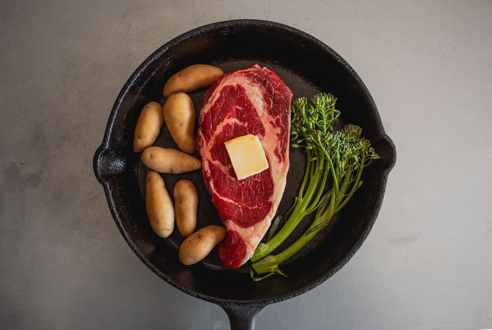 ribeye in cast iron pan