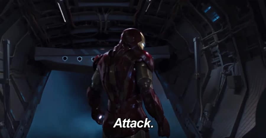 Iron Man saying attack