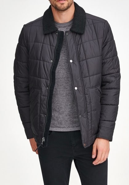 Image of Andrew Marc Brixton Faux Shearling Collar & Lined Quilted Jacket