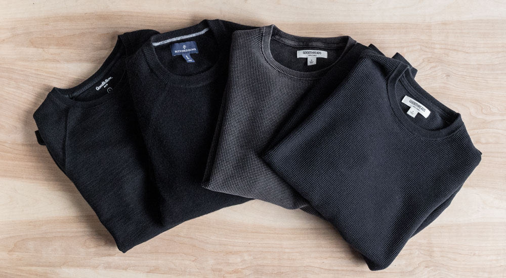 knit black crew neck sweater