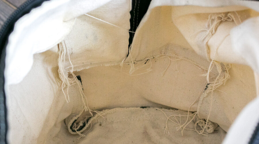 interior stitching of beckhel canvas weekender bag
