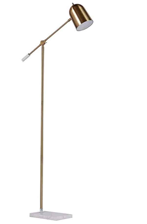 Rivet Avery Marble and Brass Floor Lamp, 63"H, With Bulb