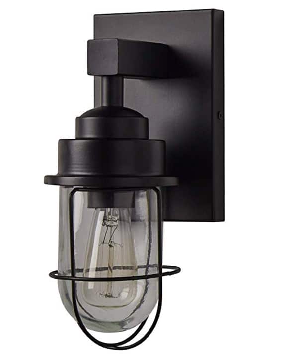 Stone & Beam Jordan Industrial Farmhouse Indoor Wall Mount Cage Sconce Fixture With Light Bulb   5.5 x 74.75 x 11 Inches, Black