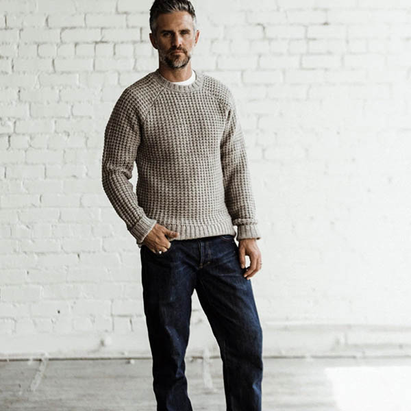 The Fisherman Sweater in Natural Waffle