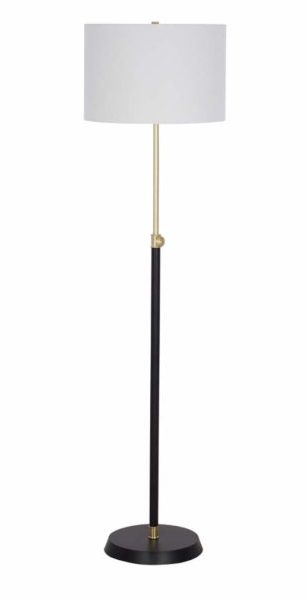 Stone & Beam Mid Century Modern Henley Living Room Standing Floor Lamp with LED Light Bulb   15 x 15 x 58 Inches, Matte Black and Antique Brass
