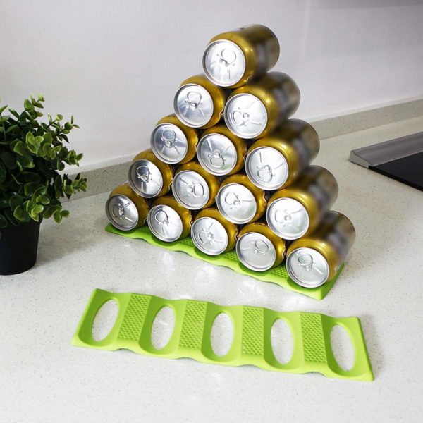 a space saving silicone beverage can stacking holder mat
