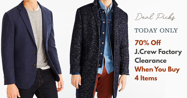 Today Only: 70% Off J.Crew Factory Clearance When You Buy 4 Items