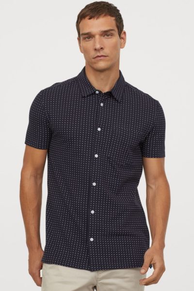 h&m muscle fit pique shirt spring casual capsule
