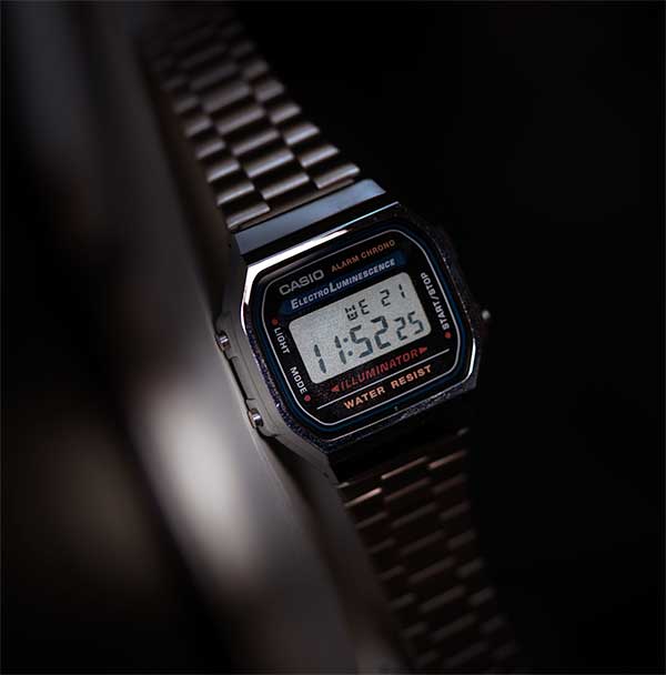 A close up of a casio digital watch