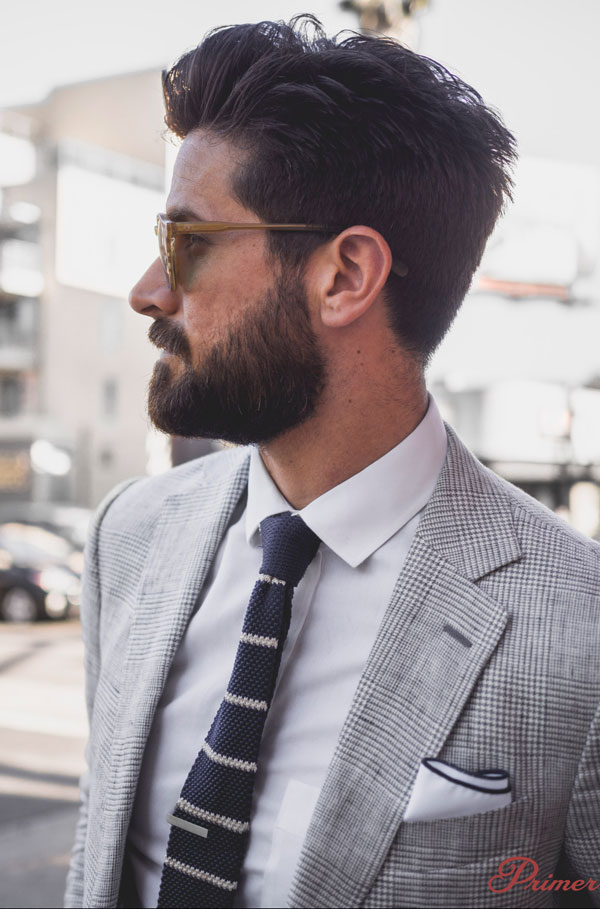 knit tie with spread collar