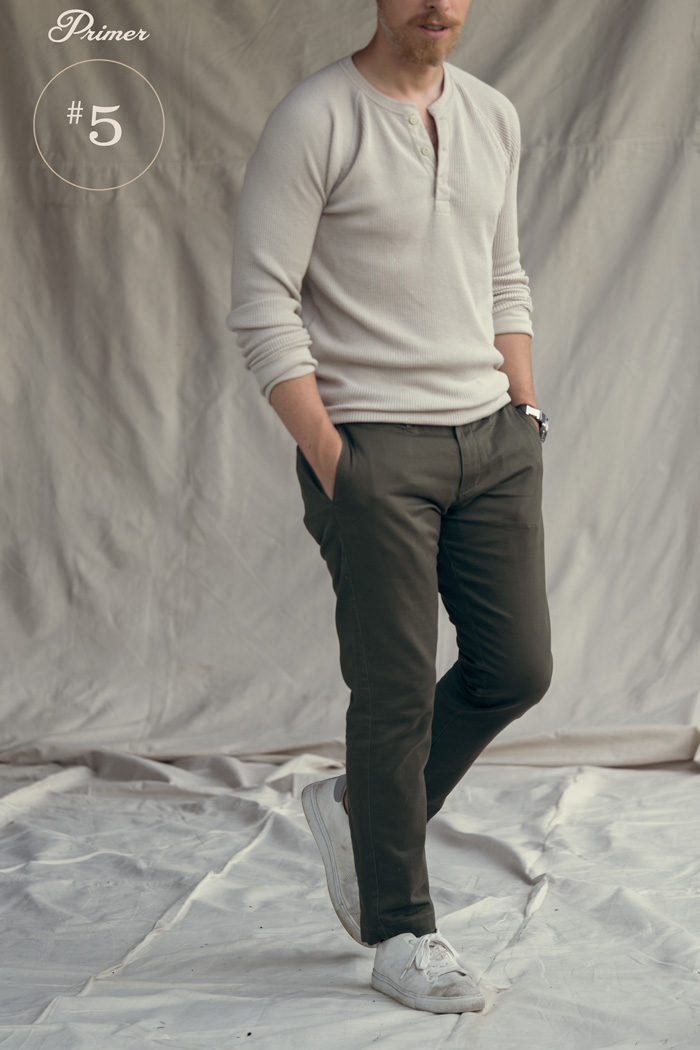 knit henley olive chinos late summer style men