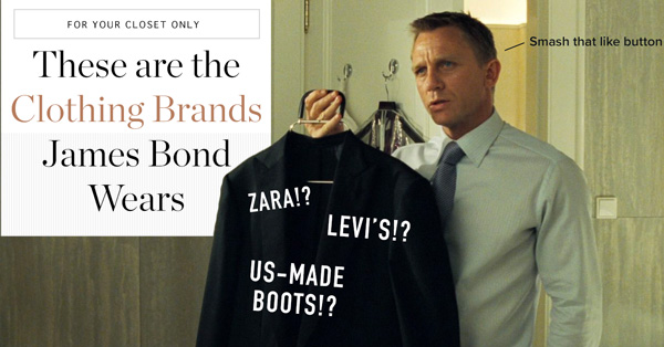 These are the Clothing Brands James Bond Wears: Levis!? Zara!? US-Made ...