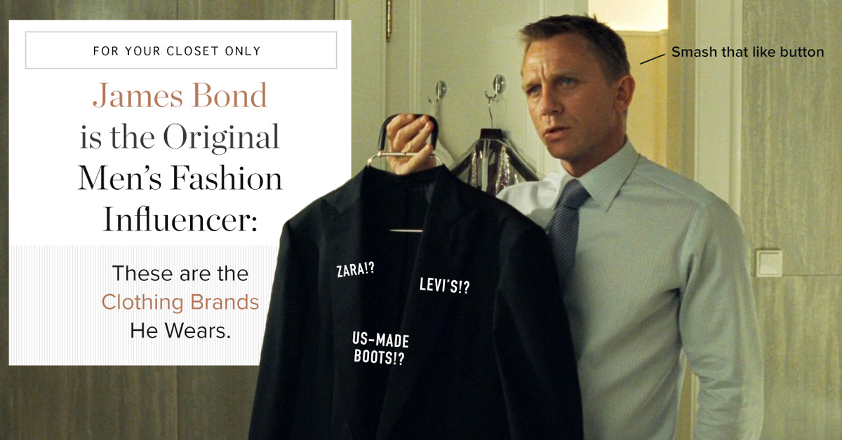 These are the Clothing Brands Worn by James Bond: Zara!? Levi's!?