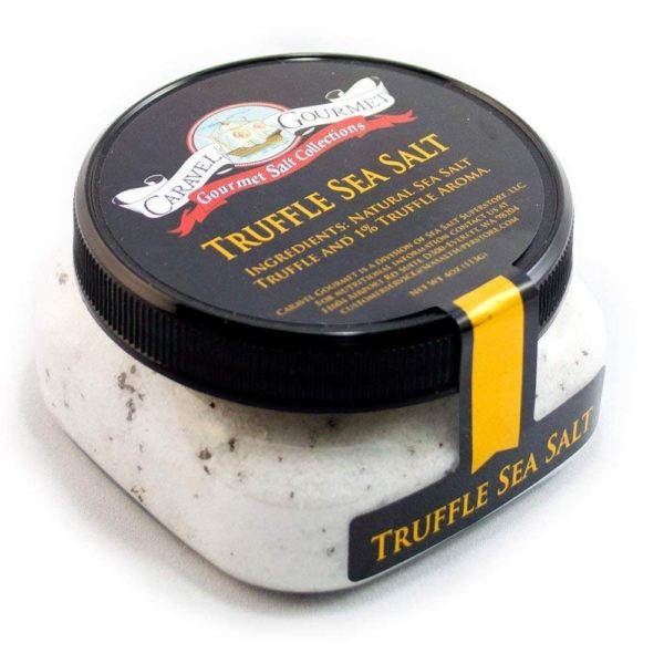 caravel gourmet black truffle sea salt in a jar