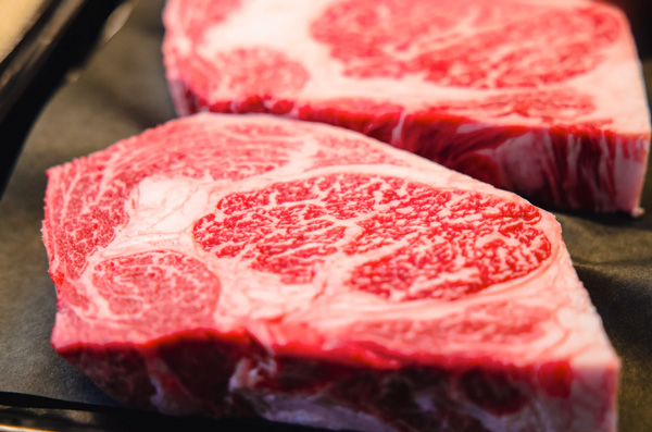 A beef steak with high marbling