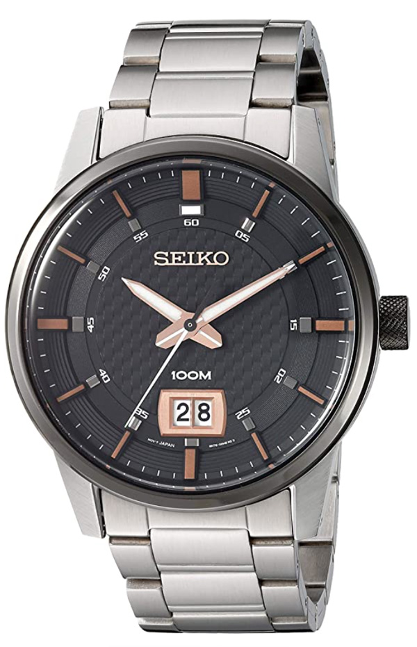 Seiko watch with rose gold accents