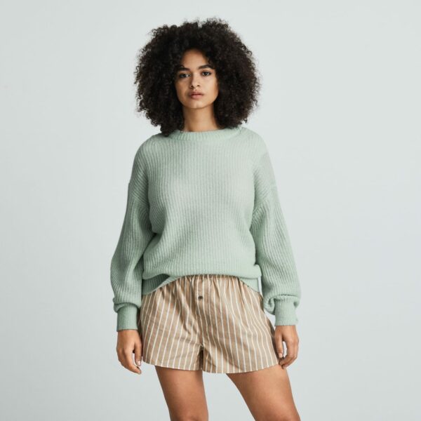 image of a woman wearing a light green sweater