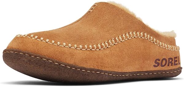 image of a brown suede house slipper