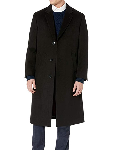 image of a black full length topcoat