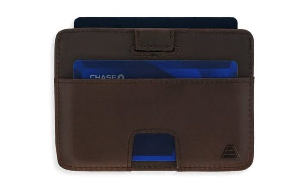 brown leather card holder and wallet