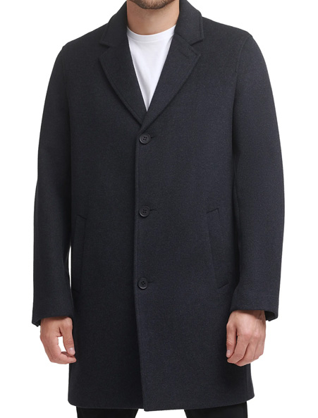 image of a wool blend notched collar coat