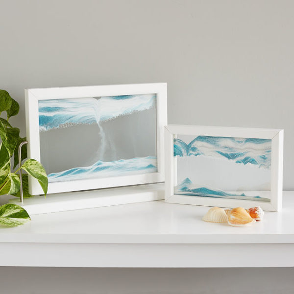 ocean sand art in a frame from uncommon goods