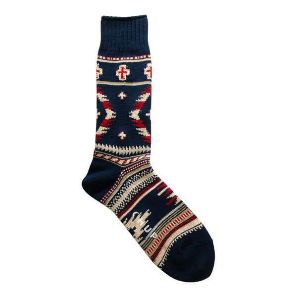 image of a patterned multi colored sock