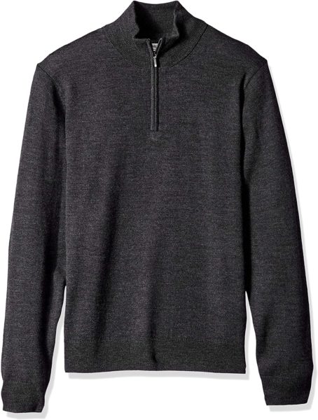grey quarter zip merino wool sweater