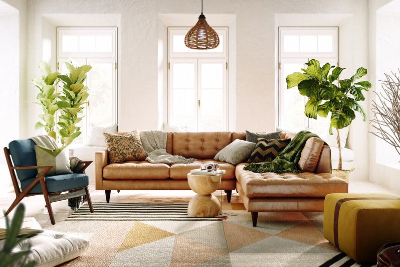 mid century modern style living room decor