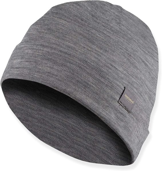 grey merino wool beanie hat