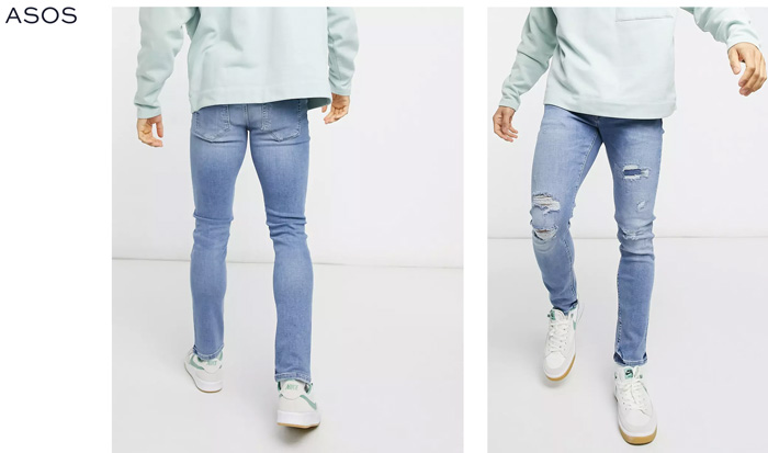 asos blue denim slim skinny jeans for men