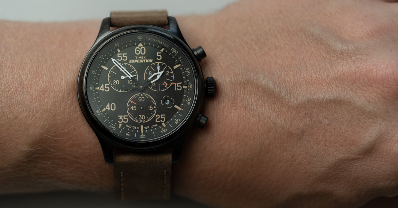 Timex expedition chrono on wrist