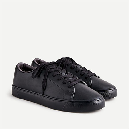 black leather low top sneakers