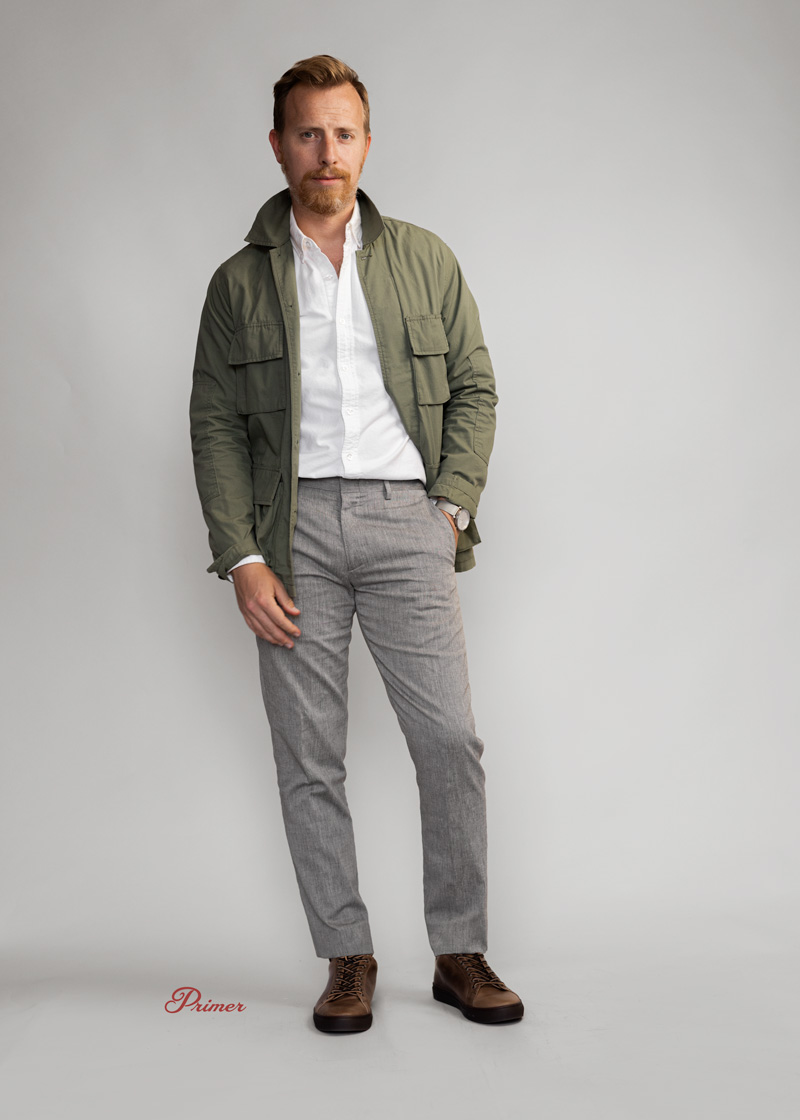 og 107 reproduction jacket worn with smart casual outfit