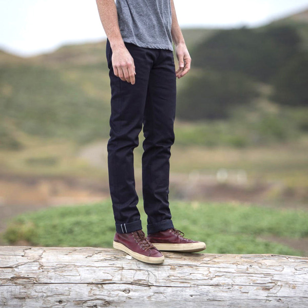 man wearing Gustin clothing brand jeans