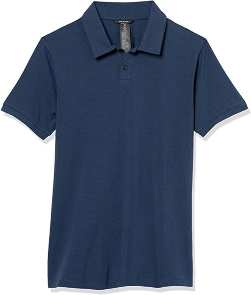 dark blue pima cotton short sleeve polo shirt